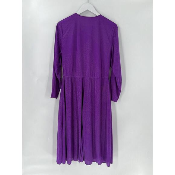 Warell Vintage Dress Womens 12 Purple Maxi Long Sleeves Satin Button Chest USA - Picture 7 of 16